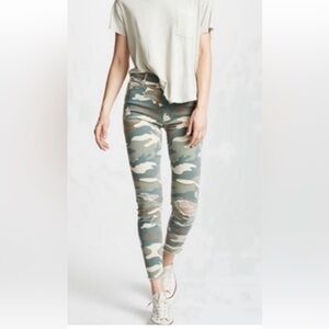 Mother Looker Ankle Fray Camo distressed skinny cropped Jeans size 25